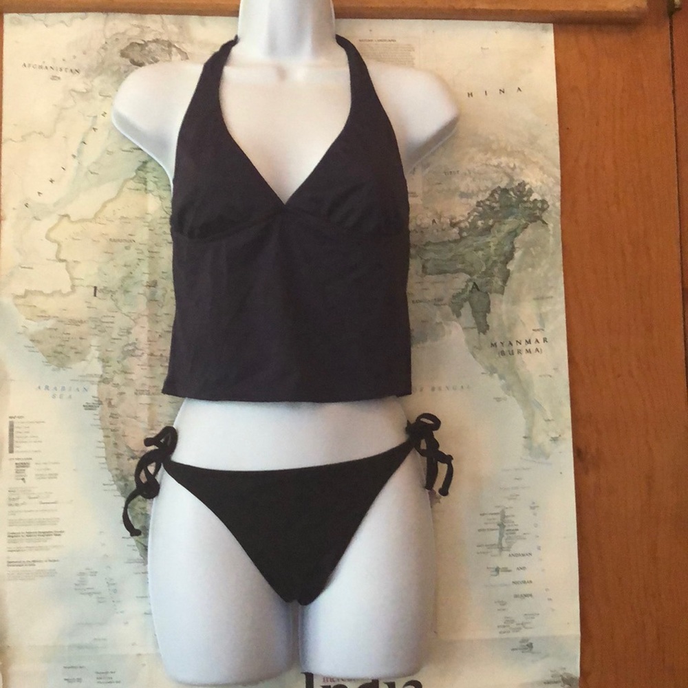 J crew deep blue tankini halter top